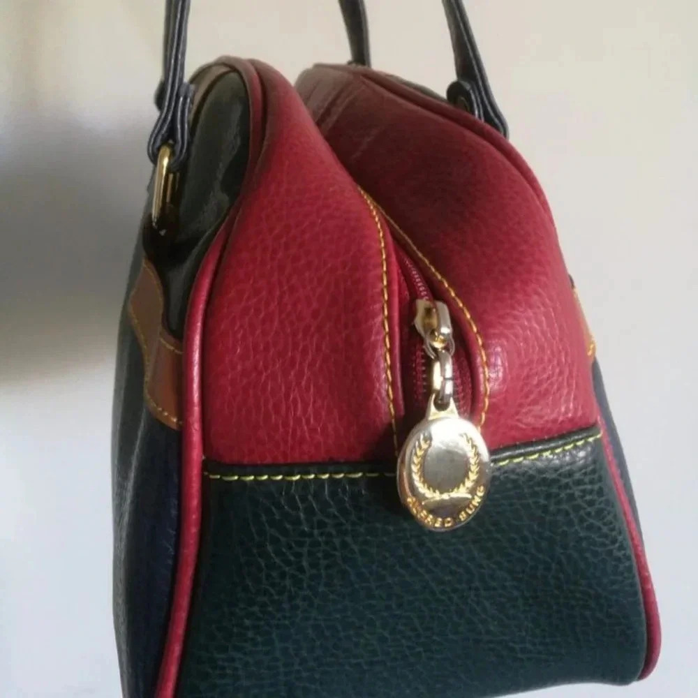 Alfred Sung Vintage Color Block Bowling Purse - Picture 2 of 5